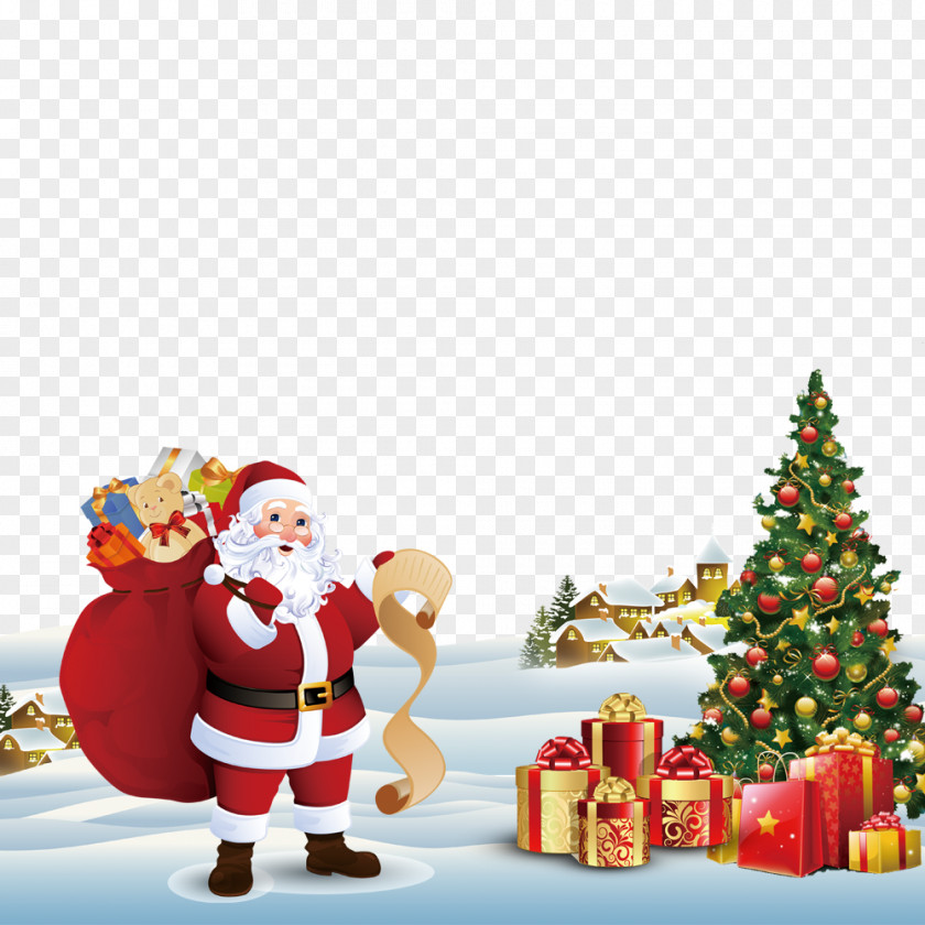 Christmas Promotional Posters Santa Claus Tree Greeting Card Gift PNG