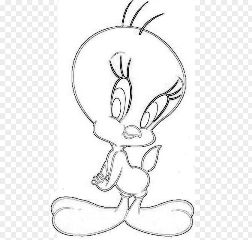 I Tawt Taw A Puddy Tat Hare Line Art Cartoon Sketch PNG