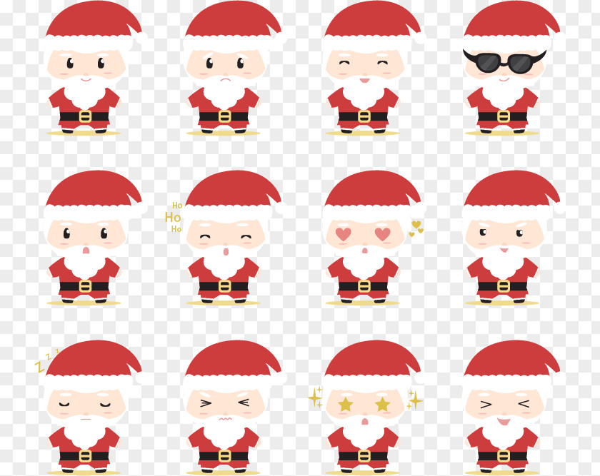 Twelve Kinds Of Expressions Santa Claus Sticker Gift Clip Art PNG