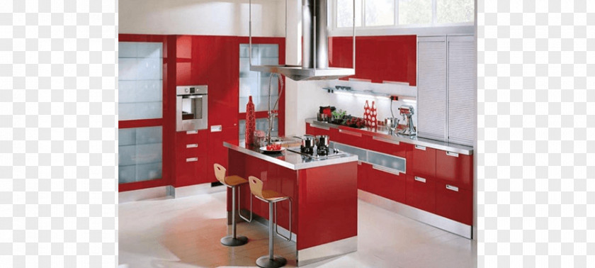 Modular Kitchen Cabinet Cabinetry Red Color PNG