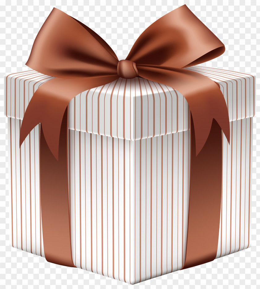 Gift Box With Brown Bow Clipart Image Christmas Paper Clip Art PNG