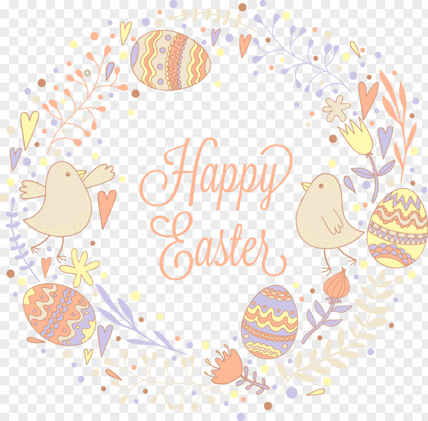 Vector Easter Egg Wreath Bunny Illustration PNG