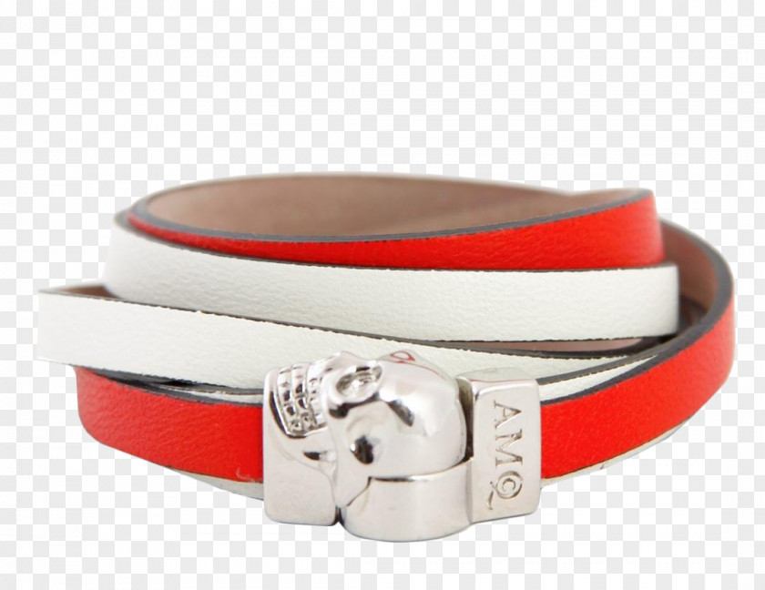 Leather Belt Red White PNG