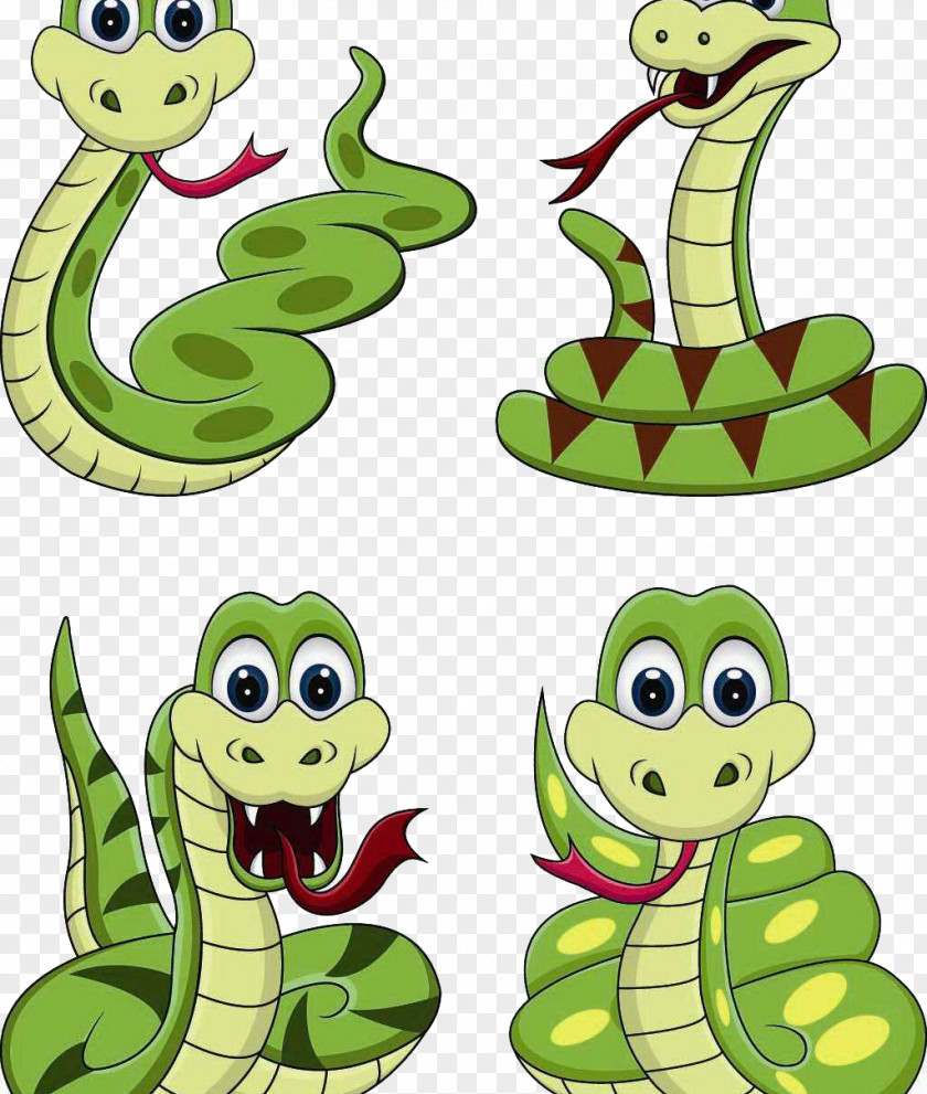 Green Snake Cartoon Clip Art PNG