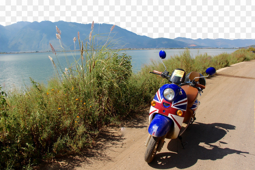 Riding A Motorcycle To Erhai Lake Cangshan Beijing PNG