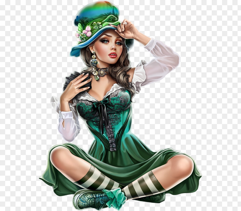 Saint Patrick's Day Woman Бойжеткен PNG