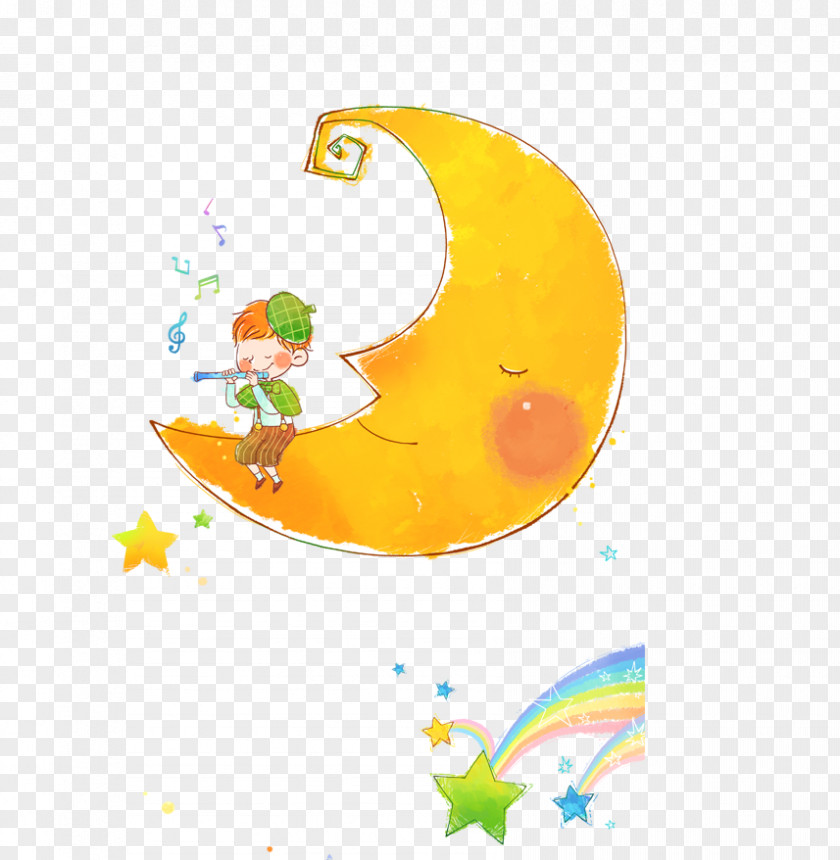 Cartoon Moon Illustration PNG