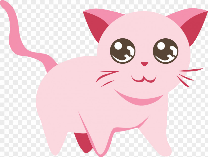 Cute Pink Kitten Vector Whiskers Cat Euclidean PNG