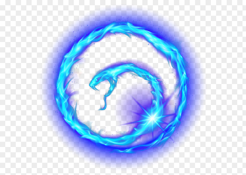 Blue Light Effect Snake Circle Close-up Wallpaper PNG