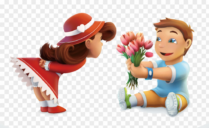 Lovely Designed For Children Flower Bouquet Boy Illustration PNG