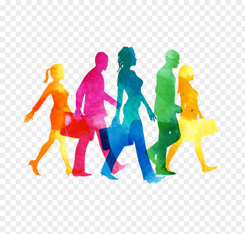 Color Walking Figure Silhouette Royalty-free Stock Photography Illustration PNG