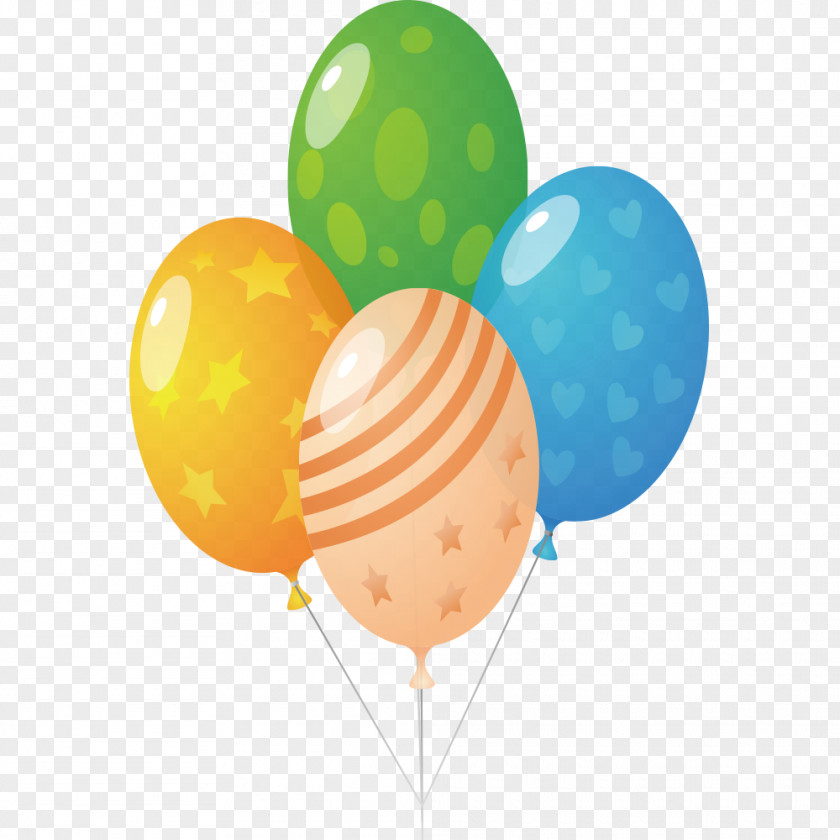 Four Beautiful Balloon Birthday Clip Art PNG