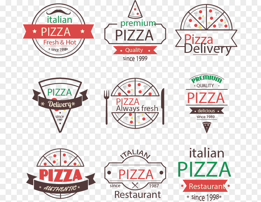 9 Vintage Pizza Logo Vector Material PNG