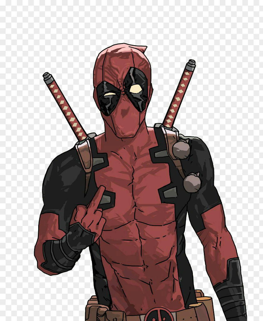 Deadpool Superhero Middle Finger Fan Art PNG