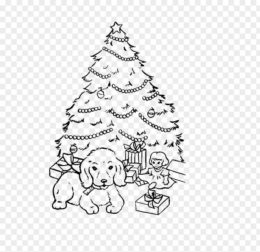 Puppy Coloring Book Christmas Tree PNG