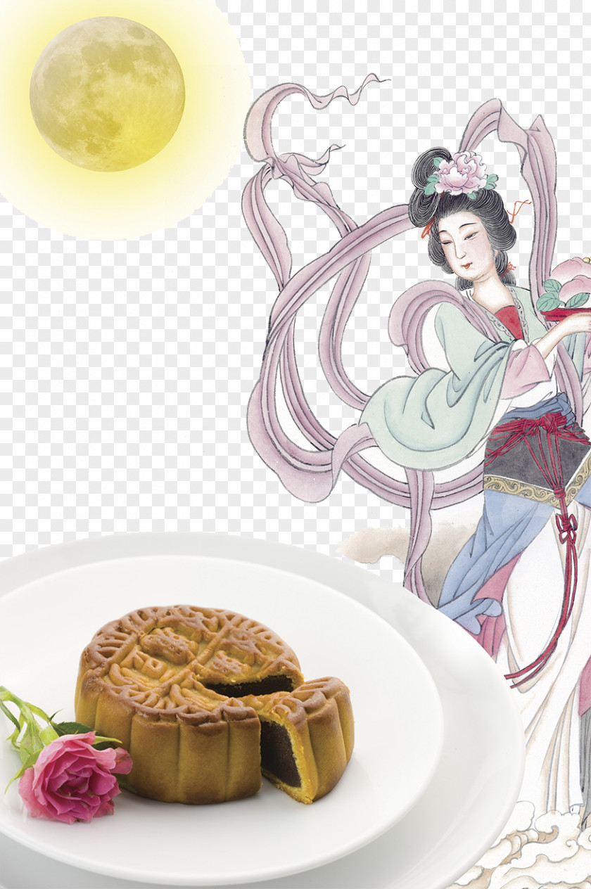 The Moon Fairy Tale Mooncake U56fdu753bu5c71u6c34 Mid-Autumn Festival Illustration PNG