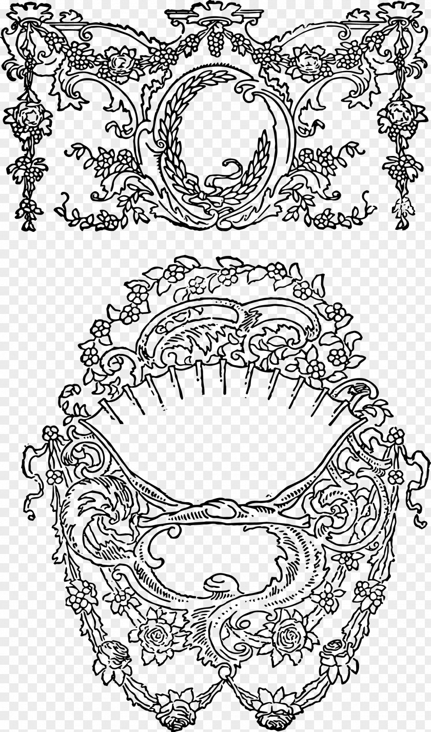 Victorian Rococo Ornament Drawing PNG