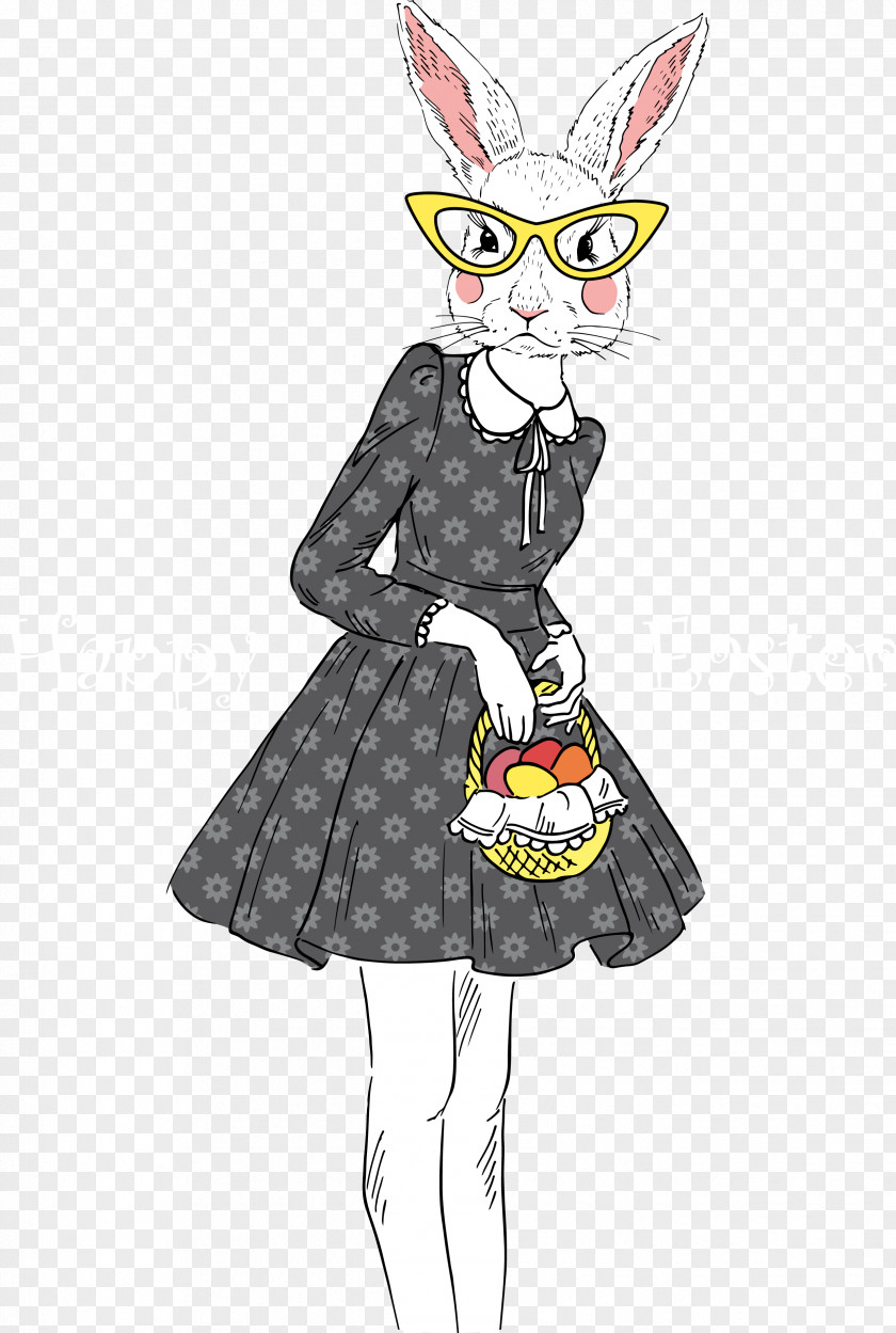 Miss Bunny Drawing Illustration PNG