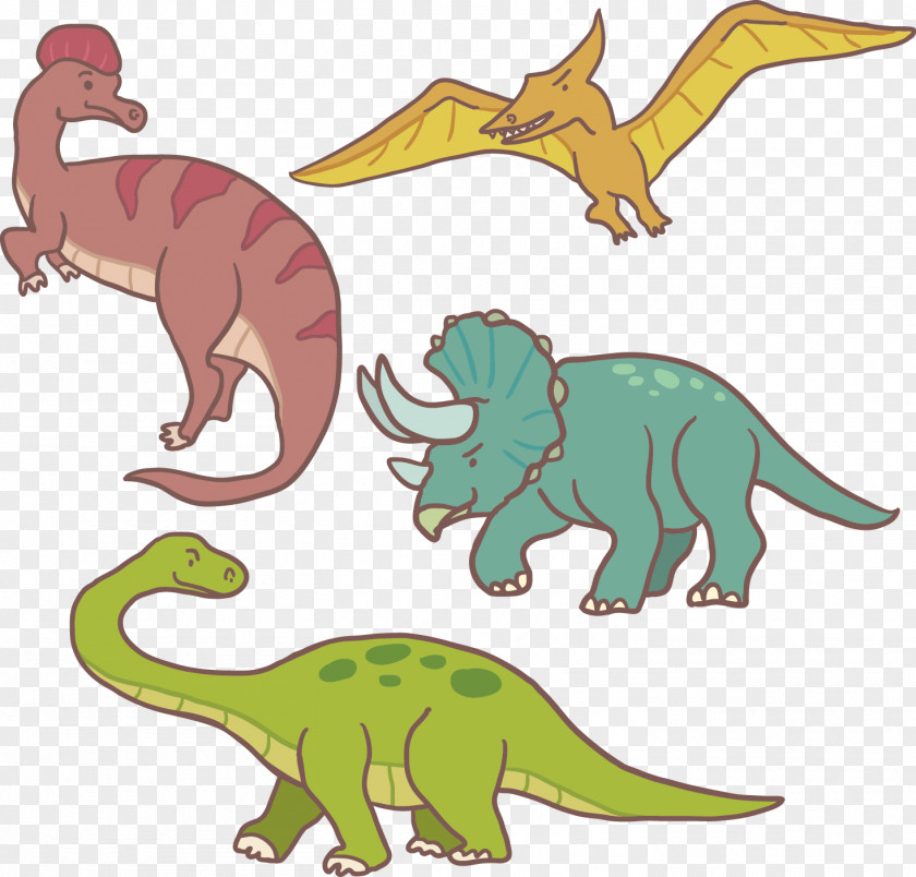 Vector Hand-drawn Cartoon Dinosaur Tyrannosaurus Reptile Monster Euclidean PNG