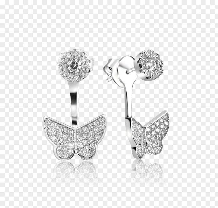 Ear Spacers Glass Earring My Imenso F.E.M.I. Schmetterling Ohrringe Silber Mit Zirkonia 13-0001 Jewellery Silver Butterfly PNG