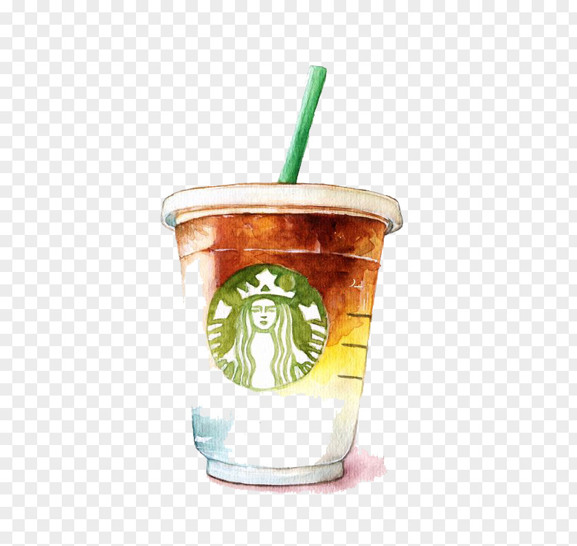 Watercolor Starbucks Coffee Latte Tea PNG