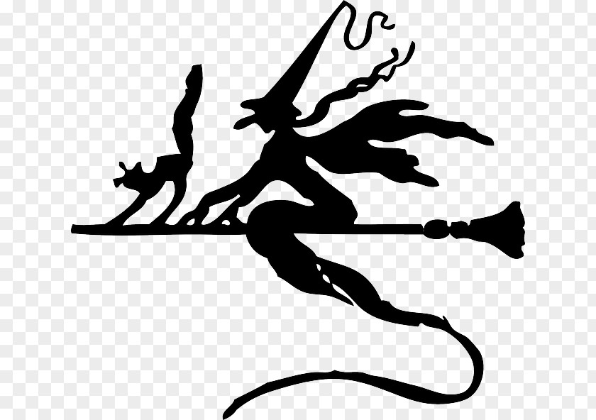 Witch Cat Broom Witchcraft Vector Graphics Flying Clip Art PNG