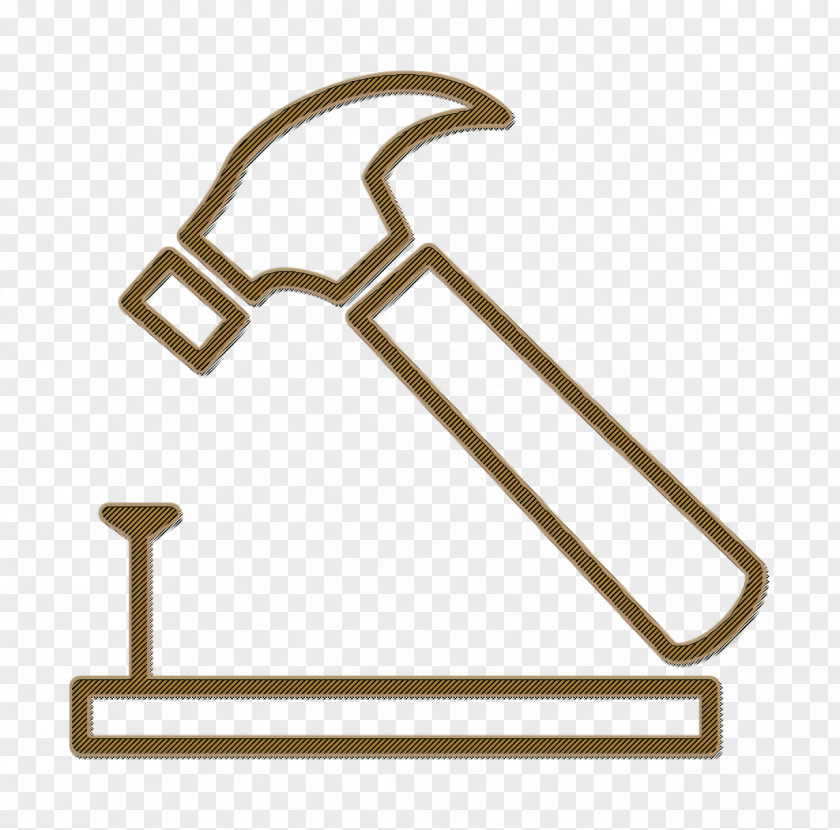 Hammer And Nail On Wood Outline Icon Do It Yourself PNG