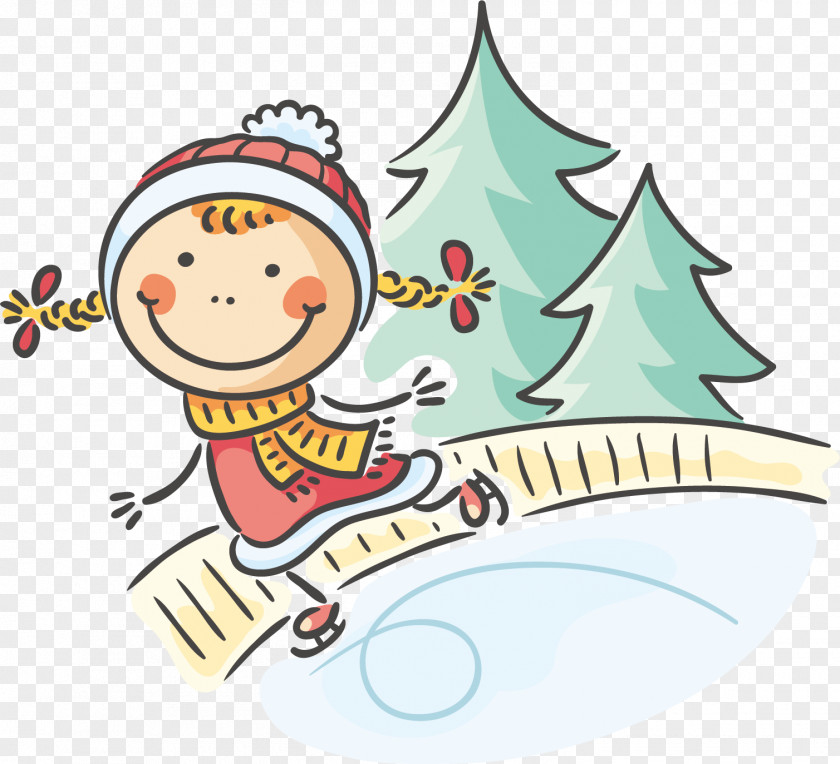 Creative Cute Villain Skating Winter Cartoon Child Clip Art PNG