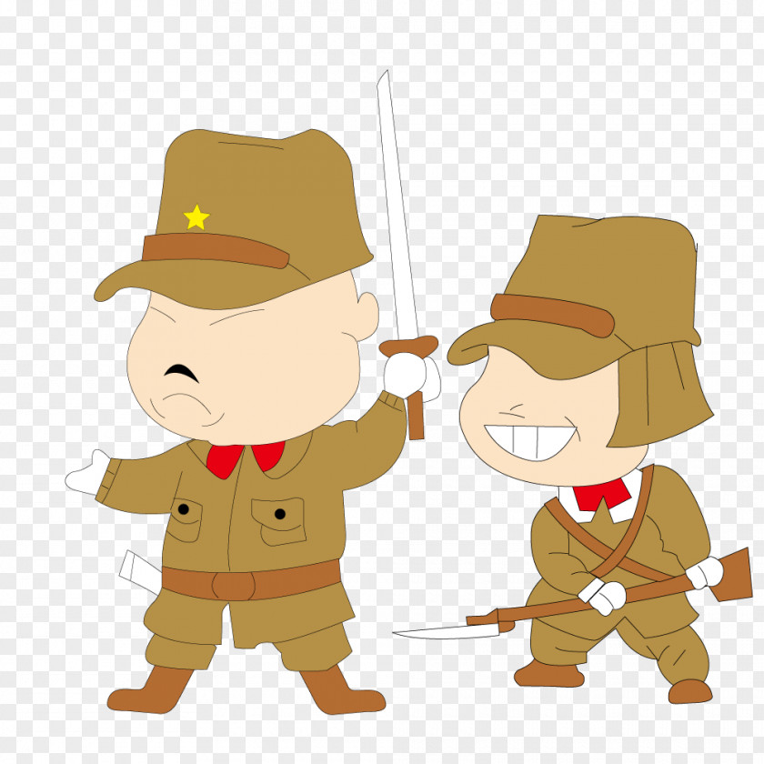 Vector Hand-painted Japanese Soldiers With Guns Second Sino-Japanese War Clip Art PNG