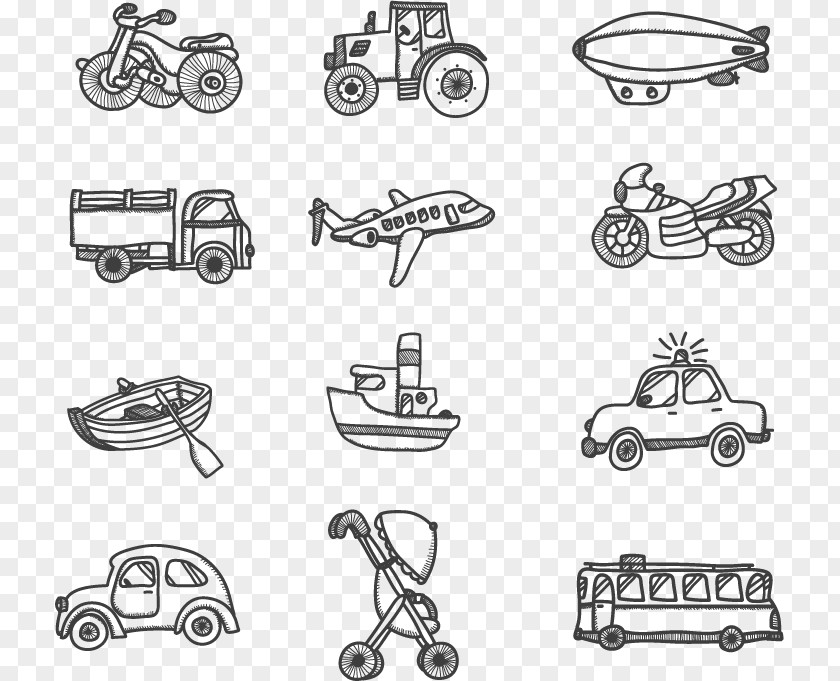 Motorcycle Tractor Figure Drawing Transport Icon PNG