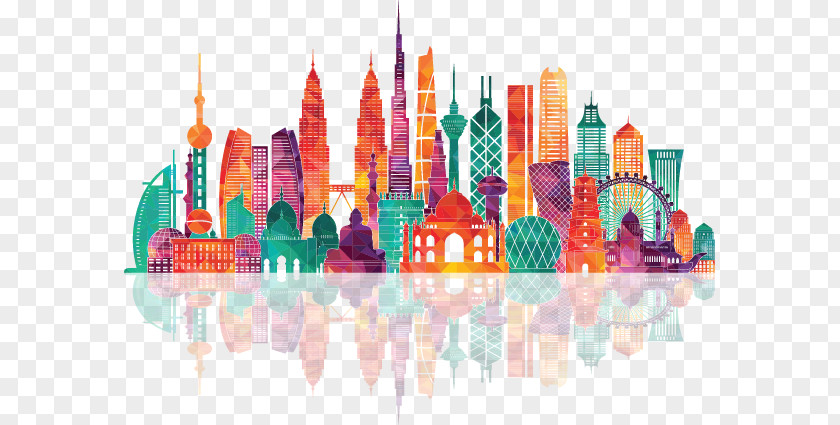 Colorful Asian Famous Landmarks Asia Euclidean Vector Illustration PNG