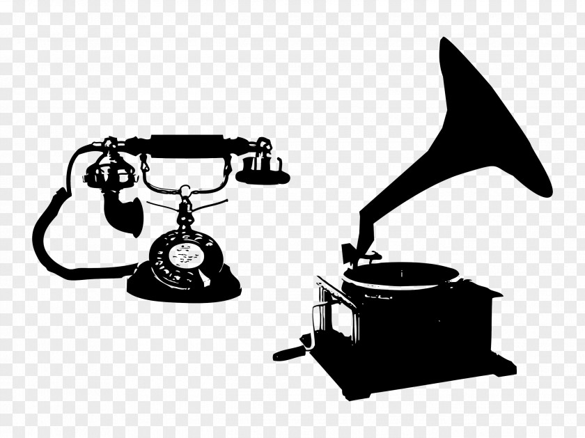 Vintage Phonograph And Telephone Clip Art PNG