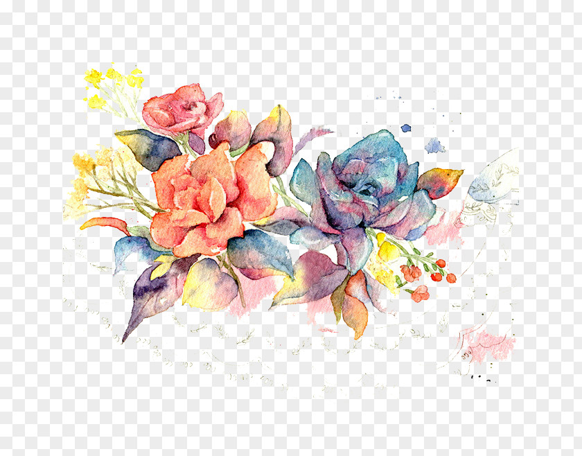 Watercolor Meat Floral Design Painting PNG