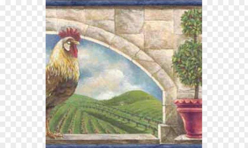 Chicken Rooster Wall Toile Wallpaper PNG