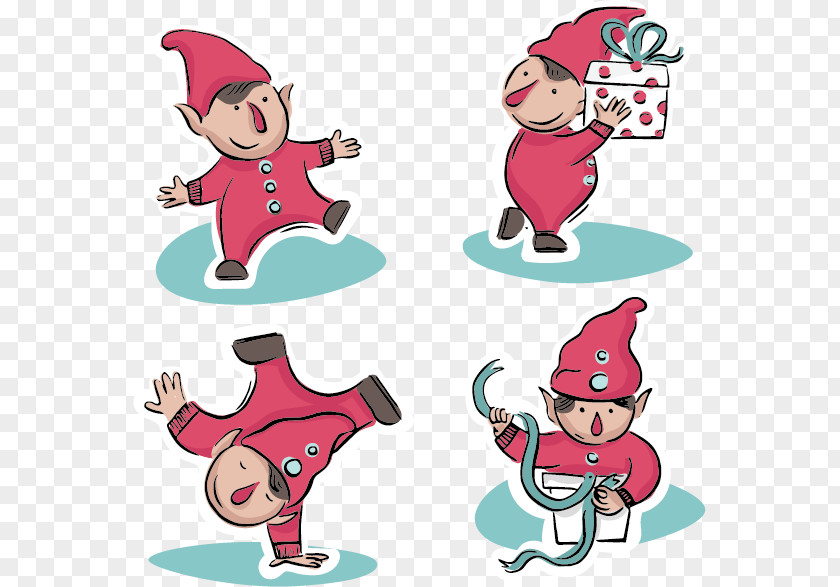 Four Clown Santa Claus Christmas Clip Art PNG