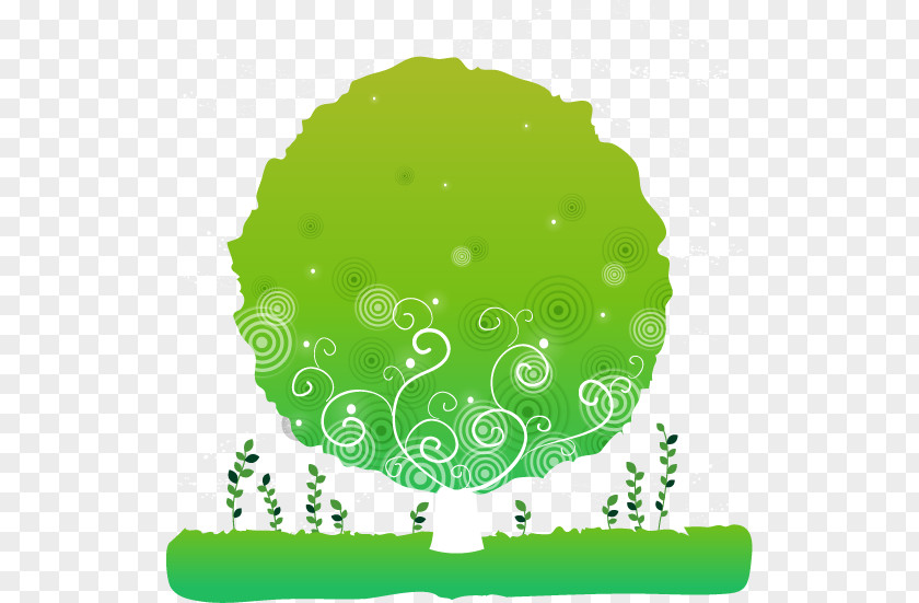 Vector Green Trees Circle PNG