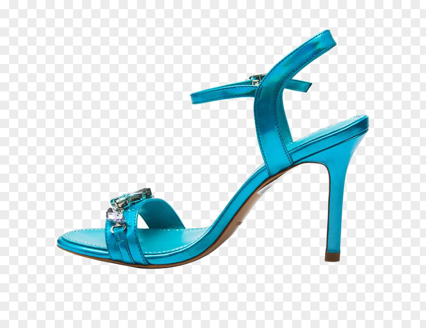 A Lady Sandal Blue High-heeled Footwear Shoe PNG