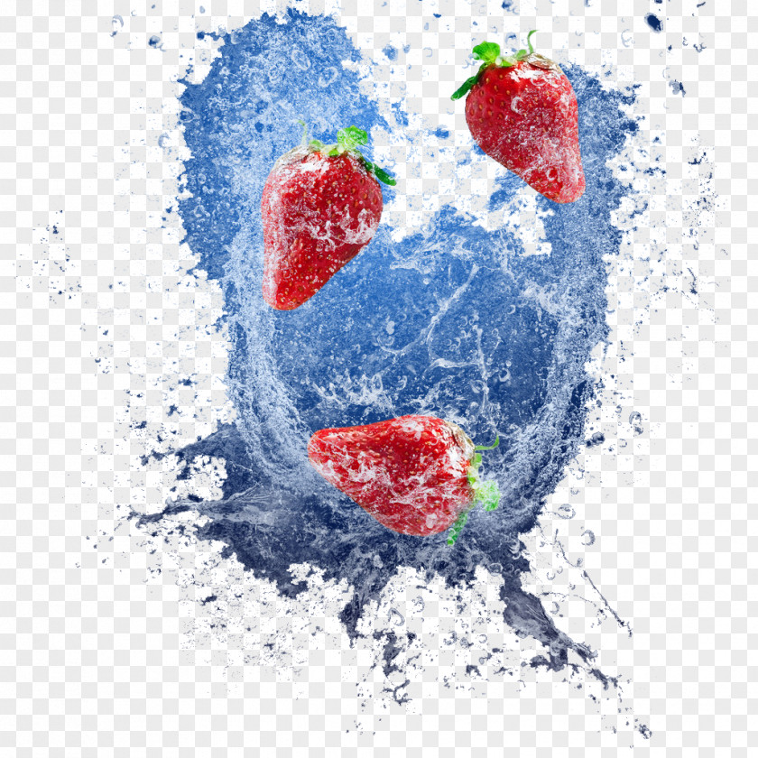 Strawberries In Water Juice Strawberry Aedmaasikas PNG