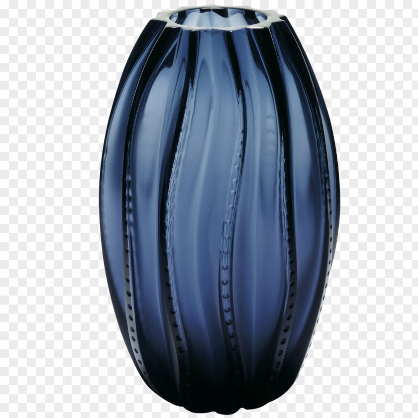 Vase Lalique Glass Art Cobalt Blue PNG
