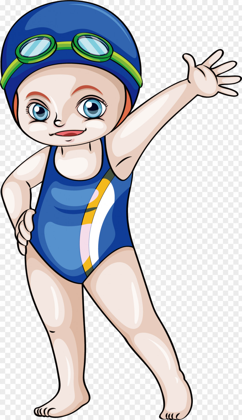 Women Swimming Cartoon Illustration PNG