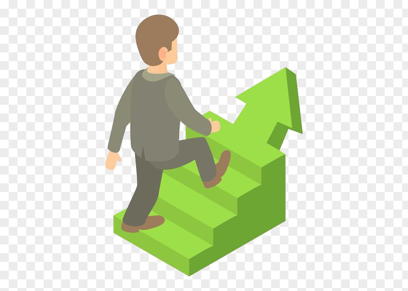 The Green Arrow Man Businessperson Ladder Icon PNG