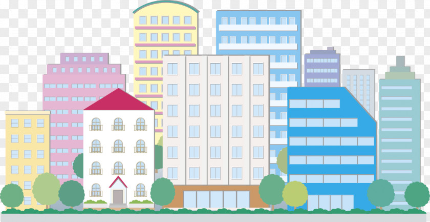 Cartoon Building Painting Illustration PNG