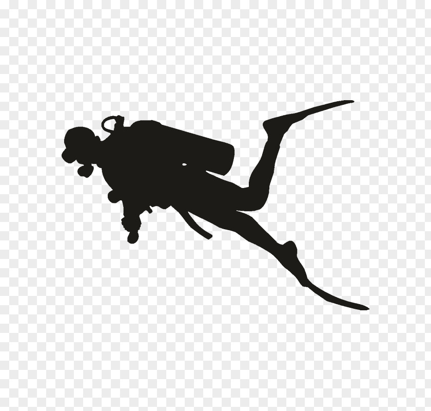 Silhouette Scuba Diving Underwater Set Clip Art PNG