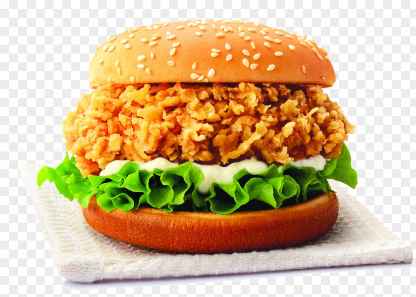 Crispy Chicken Burger Hamburger Fried French Fries Sandwich PNG
