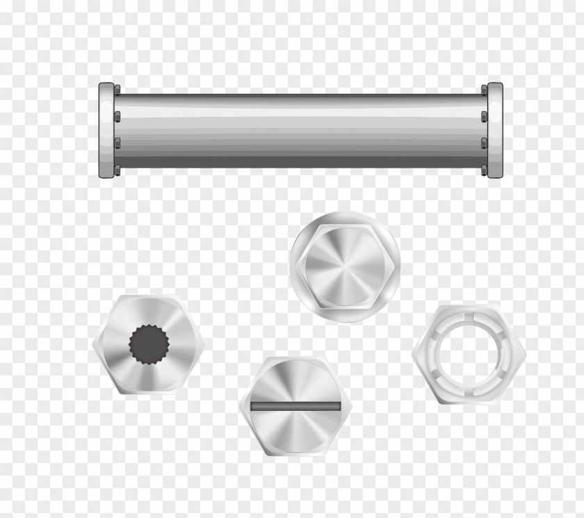 Vector Screw Nut Pipe Stainless Steel PNG