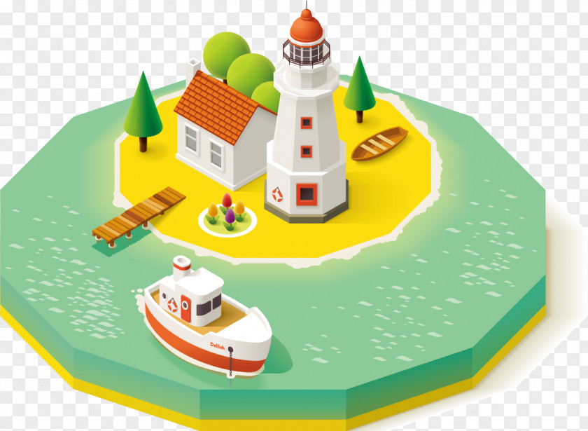 Cartoon Summer Resort Island Isometric Projection Royalty-free Graphic Design Illustration PNG