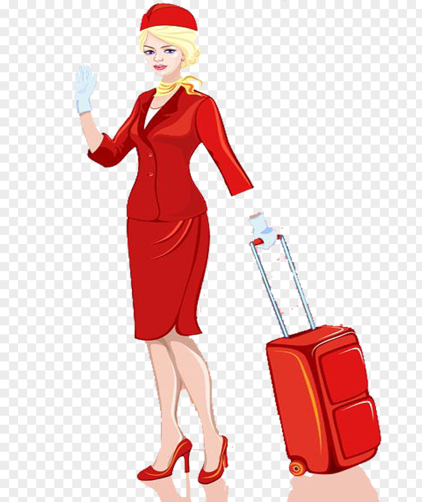 Drag And Drop The Flight Attendants Airplane Attendant Suitcase Illustration PNG