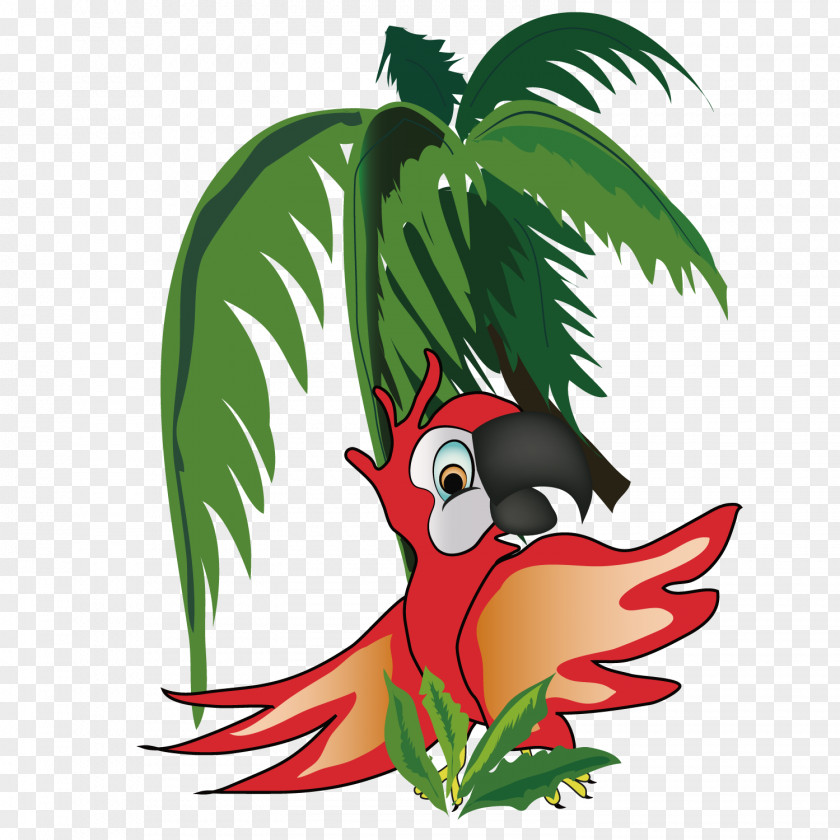 Parrot With Coconut Tree Picture Frame PNG