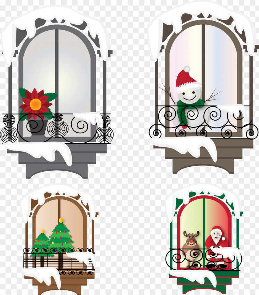 Vector Windows Christmas Window Clip Art PNG