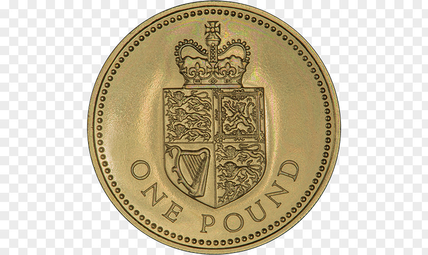 Pound Coin Bronze Medal Gold 01504 PNG